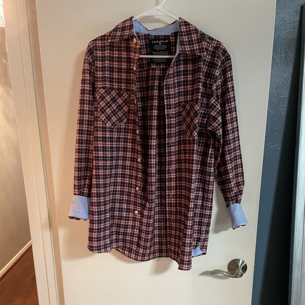 Plaid button down with denim.